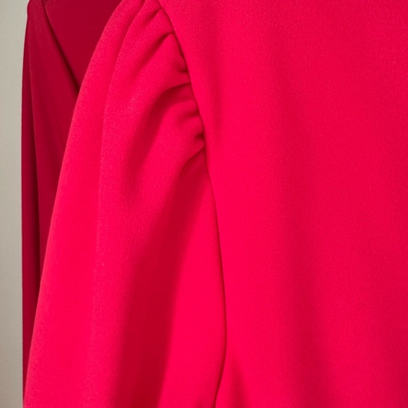 EUC Dillards Julia Jordan Ruched Wrap Dress V-Neck Pinkish Red Sz 12 Worn 1x - Picture 5 of 12